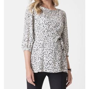Seraphine printed belted maternity blouse